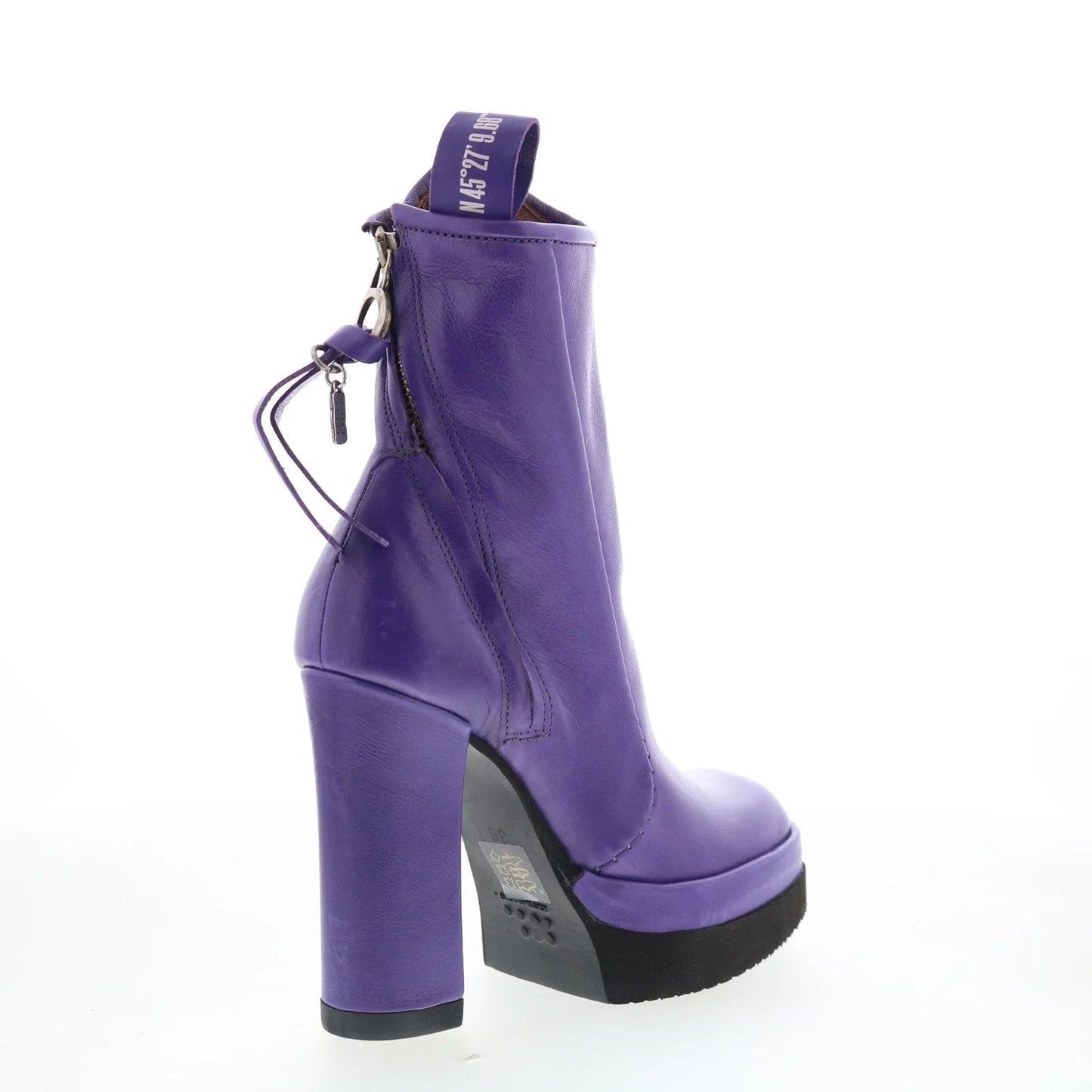 Vale Womens Purple Leather Zipper Ankle & Booties Boots