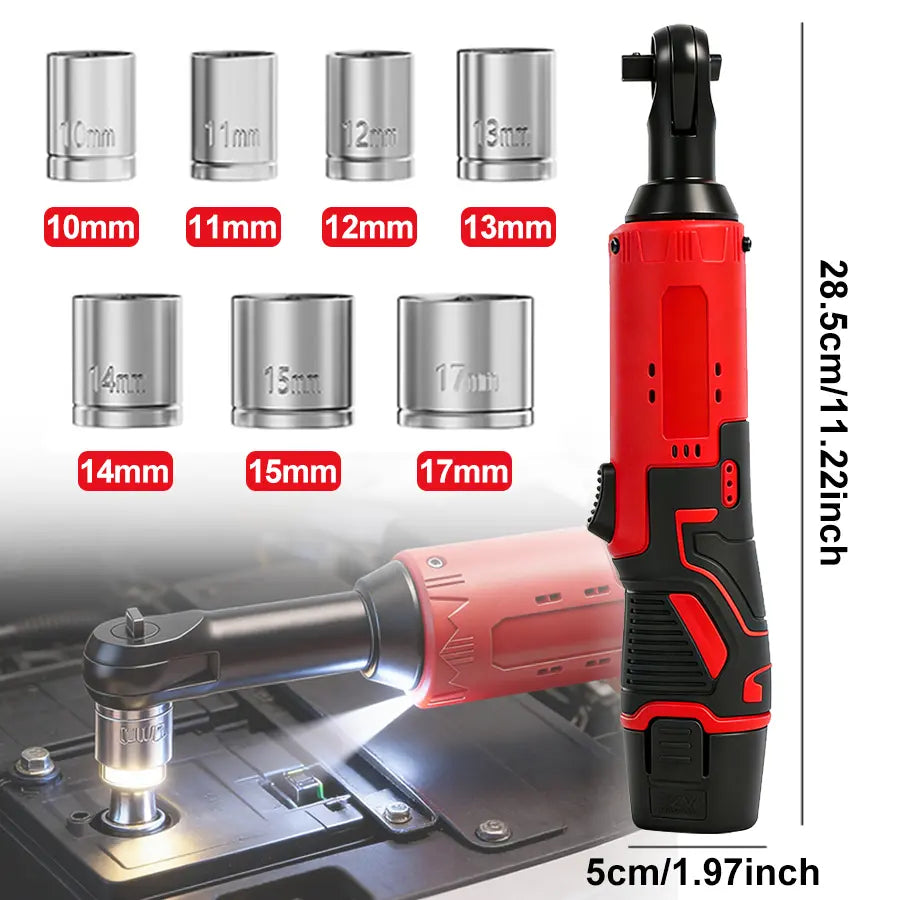 Cordless Electric Ratchet Wrench Set with Rechargeable Batteries & Socket Kit