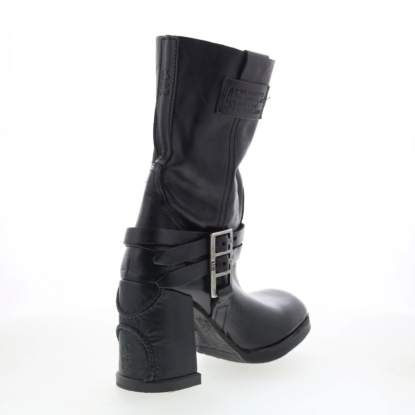 Lil Womens Black Leather Slip On Casual Dress Boots