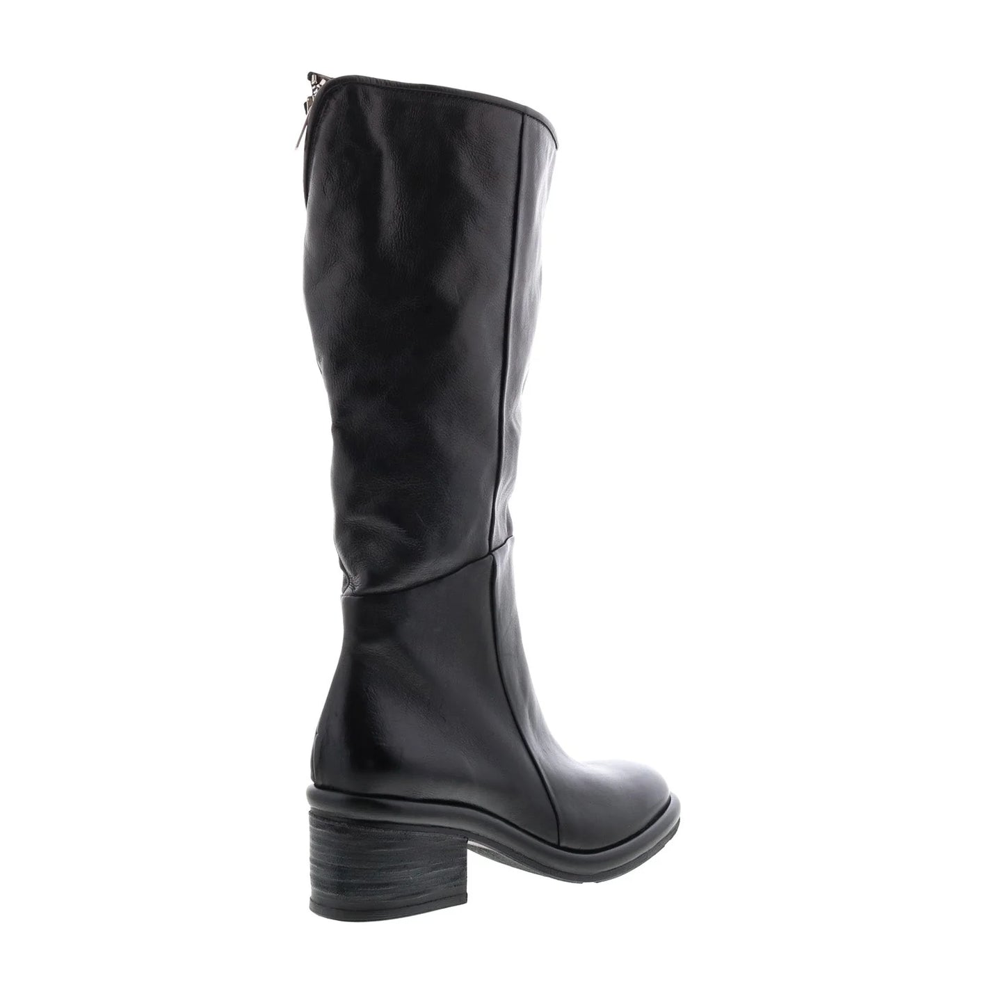 Lynton A95305-101 Womens Black Leather Zipper Knee High Boots