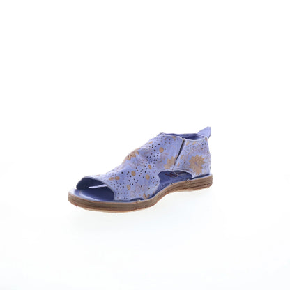 Reiley Floral Womens Purple Leather Slip On Mule Flats Shoes