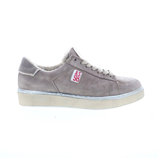 Flanch Mens Gray Leather Lace Up Lifestyle Sneakers Shoes