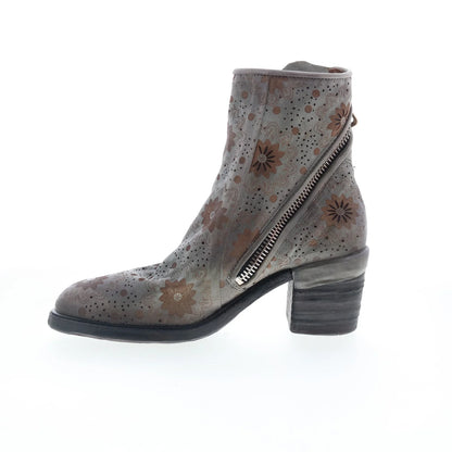 Jase Floral A24214-301-6963 Womens Gray Leather Casual Dress Boots