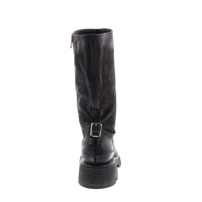 Lexington A94307-201 Womens Black Leather Zipper Mid Calf Boots