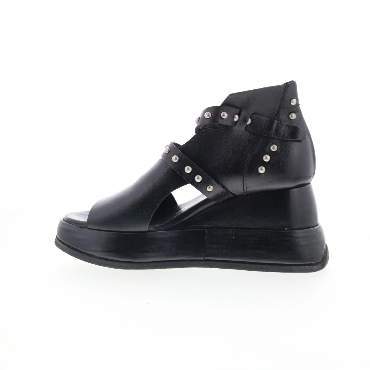 Raza B27006-201-6002 Womens Black Leather Heeled Sandals Shoes