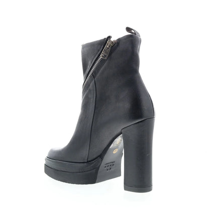 Velma Womens Black Leather Zipper Ankle & Booties Boots
