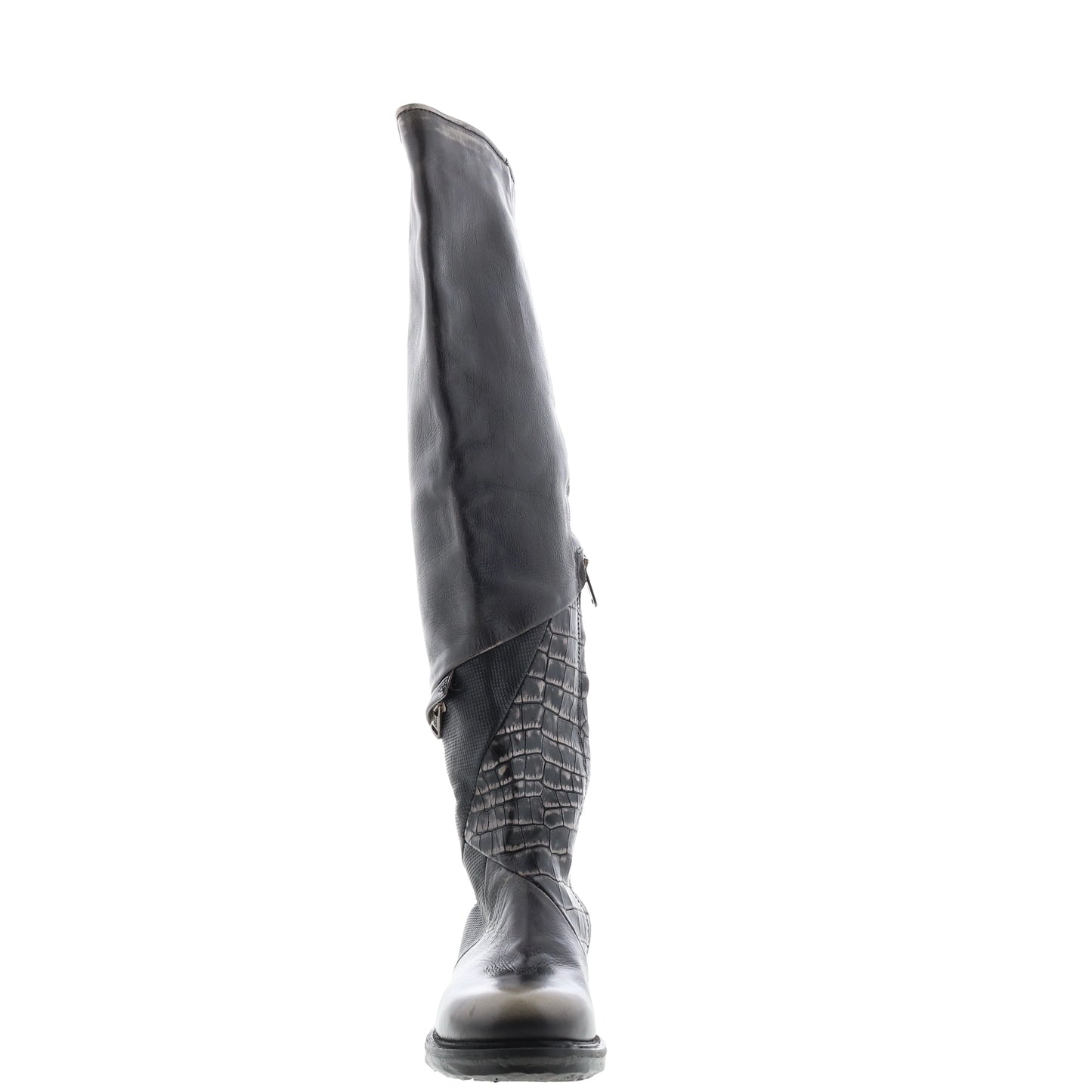 Sonny A50310-203 Womens Black Leather Zipper Knee High Boots