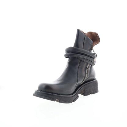 Lider Womens Black Leather Zipper Casual Dress Boots