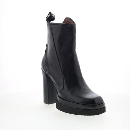 Vale Womens Black Leather Zipper Ankle & Booties Boots