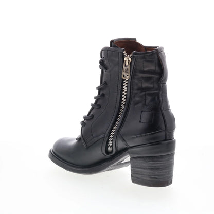 Jalen Womens Black Leather Lace Up Ankle & Booties Boots