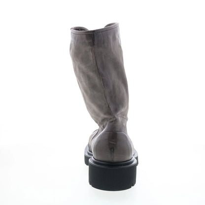 Tobie Womens Gray Leather Zipper Casual Dress Boots