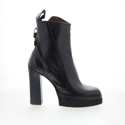 Vale Womens Black Leather Zipper Ankle & Booties Boots