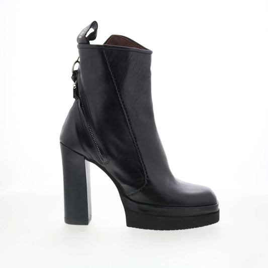 Vale Womens Black Leather Zipper Ankle & Booties Boots