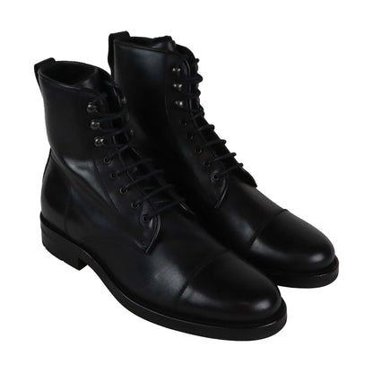 Aquatalia Odell Waxy Pul Up Sherling 34M0083 Mens Black Casual Dress Boots
