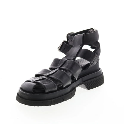 Colter A68002-101 Womens Black Leather Gladiator Sandals Shoes
