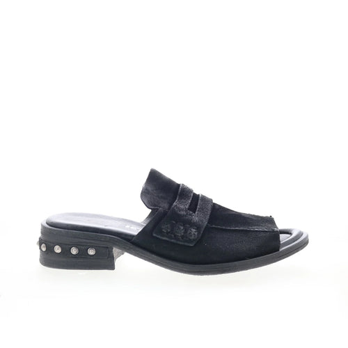 Gino B18003-201-6002 Womens Black Leather Mule Flats Shoes
