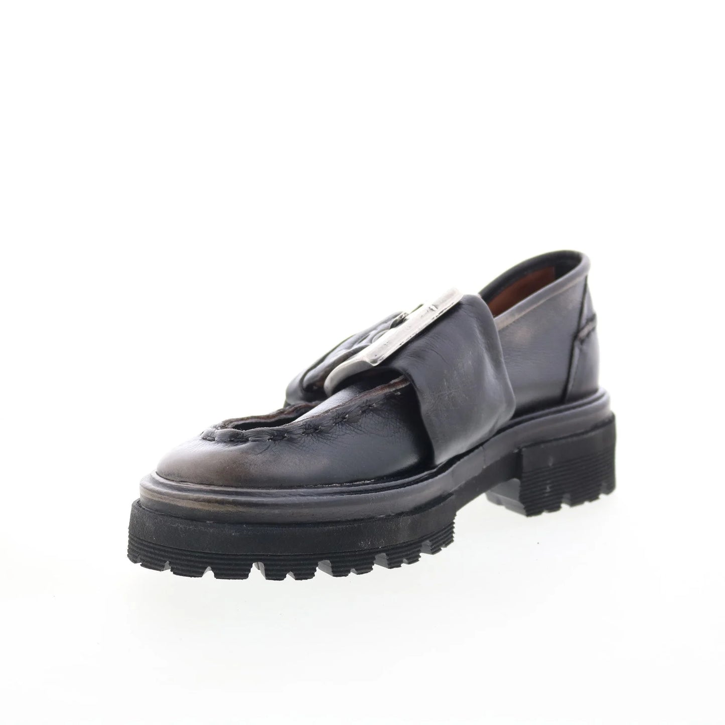 Heddy Womens Black Leather Slip On Loafers & Slip Ons Casual Shoes