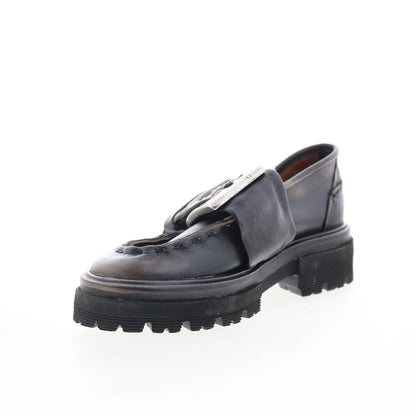 Heddy Womens Black Leather Slip On Loafers & Slip Ons Casual Shoes