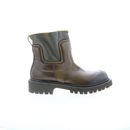 Theodore Fur Womens Brown Leather Slip On Casual Dress Boots