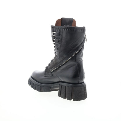 Haider Womens Black Leather Zipper Casual Dress Boots