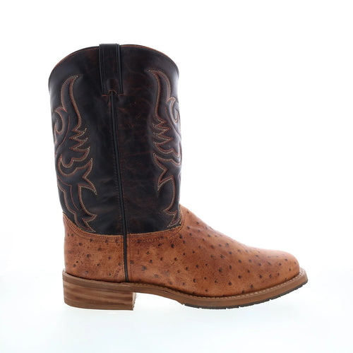 6750 Mens Brown Wide Leather Slip On Cowboy Western Boots