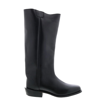 8220 Mens Black Wide Leather Slip On Cowboy Western Boots