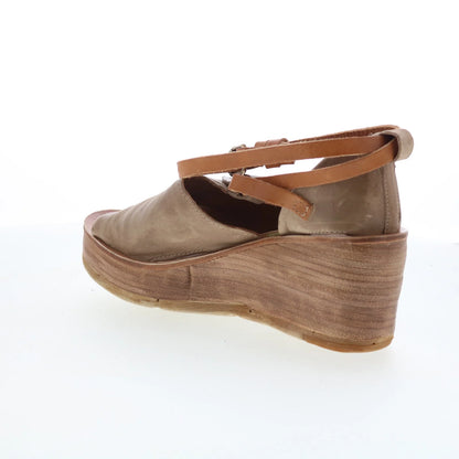 Nino Womens Brown Leather Hook & Loop Wedges Sandals Shoes
