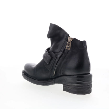 Martina Womens Black Leather Zipper Ankle & Booties Boots
