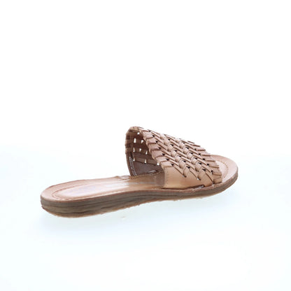Rex Womens Brown Leather Slip On Slides Sandals Shoes