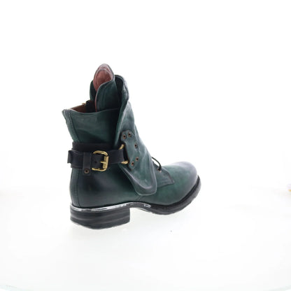 Simon Womens Green Leather Zipper Casual Dress Boots