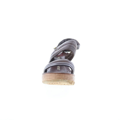 Norward Womens Brown Leather Hook & Loop Wedges Sandals Shoes