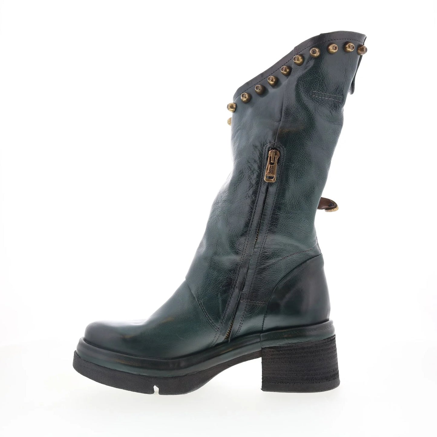 Easton Womens Green Leather Zipper Casual Dress Boots
