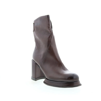 Leti Womens Brown Leather Zipper Ankle & Booties Boots