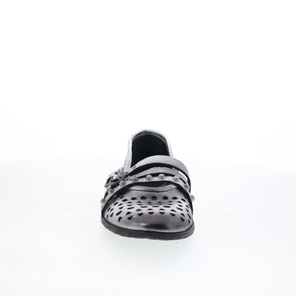Jett Womens Silver Leather Hook & Loop Loafer Flats Shoes