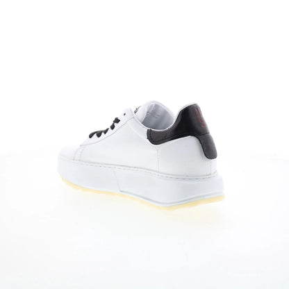 Hannie Womens White Leather Lace Up Lifestyle Sneakers Shoes