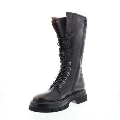 Vernell A90301-101 Womens Brown Leather Lace Up Mid Calf Boots