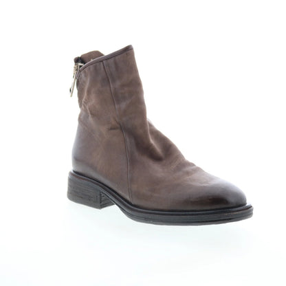 Fleetwood Womens Brown Leather Zipper Ankle & Booties Boots