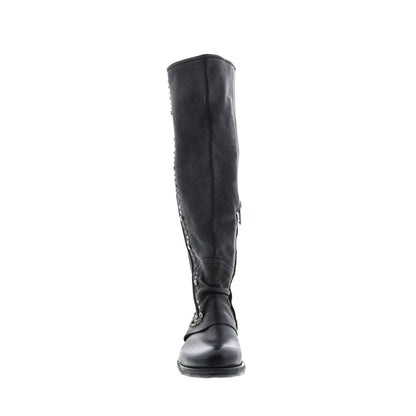 Tye 516338-201 Womens Black Leather Zipper Knee High Boots