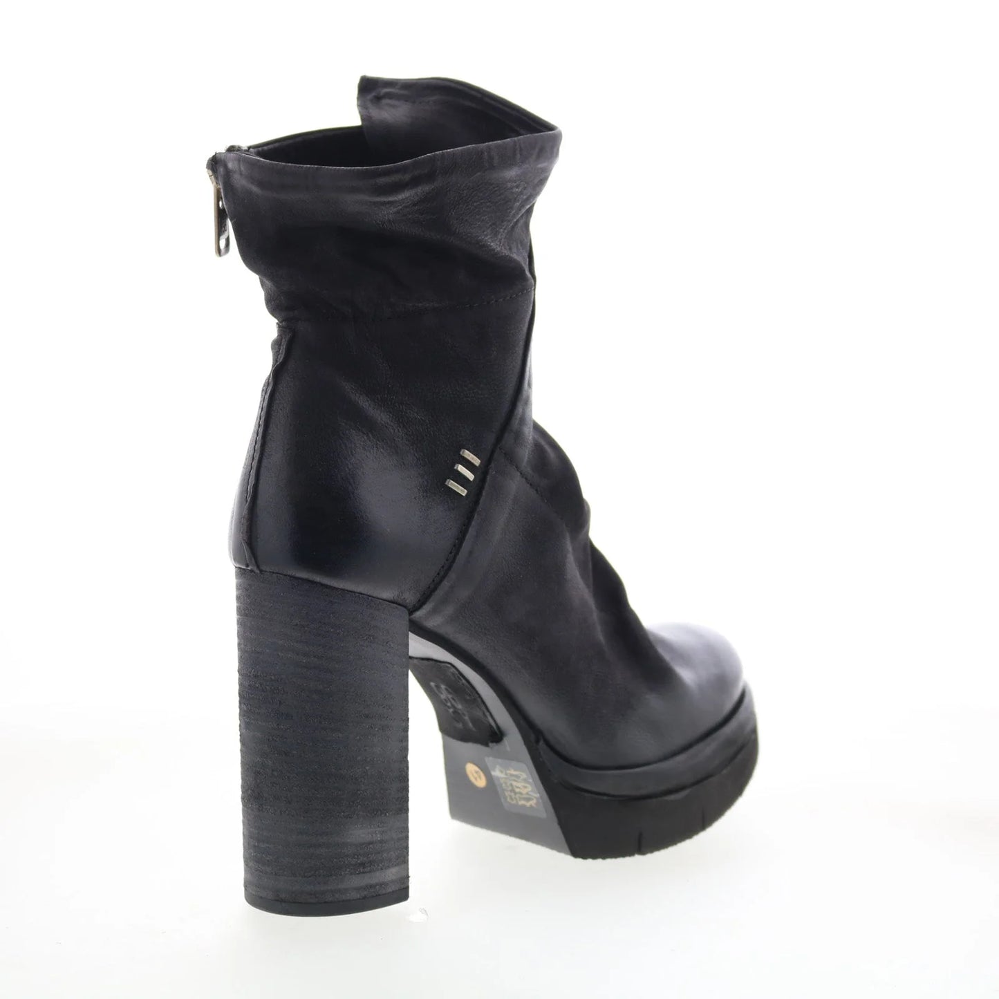 Frannie Womens Black Leather Zipper Ankle & Booties Boots