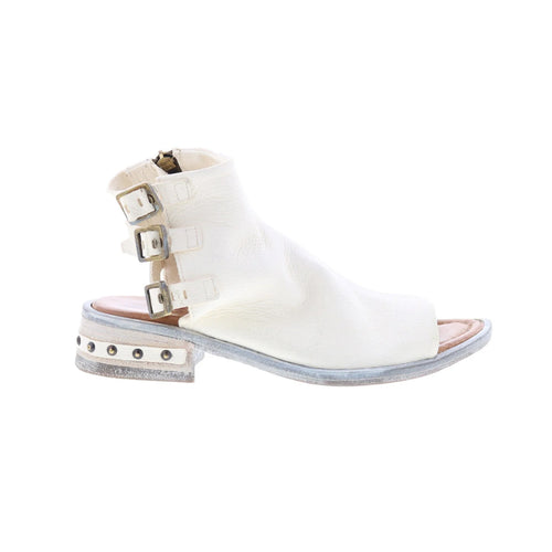 Gage Womens White Leather Zipper Heeled Sandals Shoes