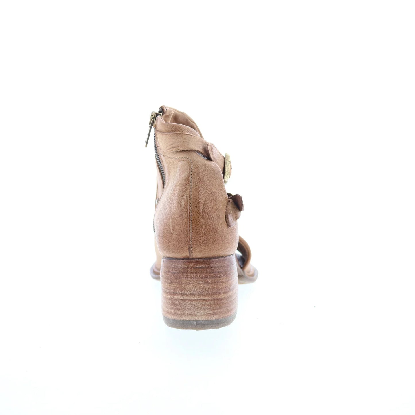Naldo Womens Brown Leather Zipper Heeled Sandals Shoes