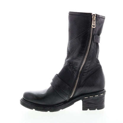 Norm A52203-101 Womens Black Leather Zipper Casual Dress Boots