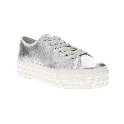 Triple Up Washed Metallic Leather Lace Up Sneakers