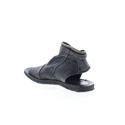 Ritchie Womens Black Leather Zipper Mule Flats Shoes