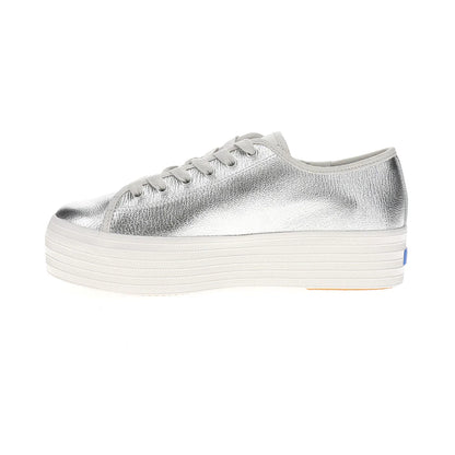 Triple Up Washed Metallic Leather Lace Up Sneakers