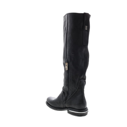 Tye 516338-201 Womens Black Leather Zipper Knee High Boots