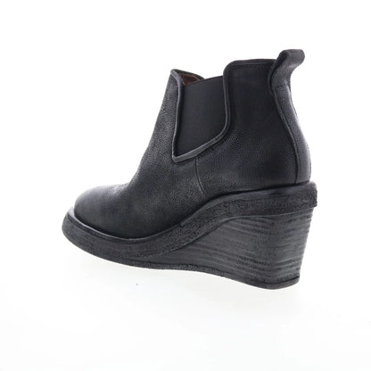 Talen Womens Black Leather Slip On Ankle & Booties Boots