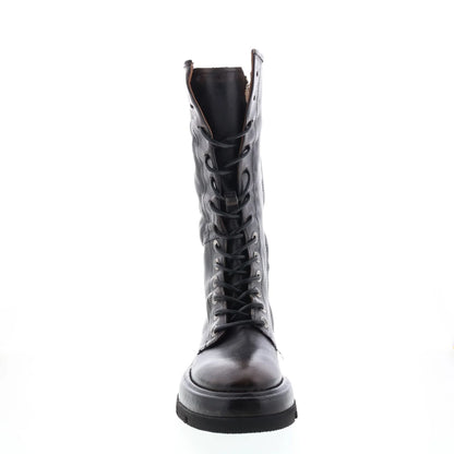 Vernell A90301-101 Womens Brown Leather Lace Up Mid Calf Boots
