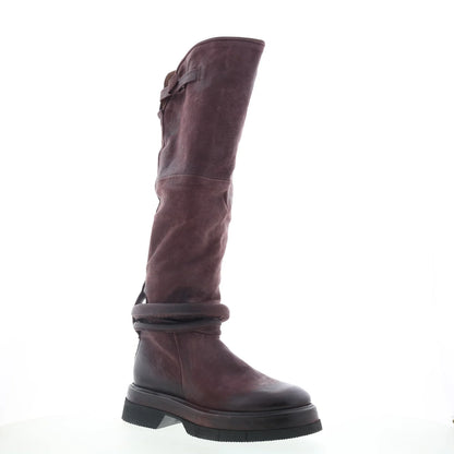 Vick Womens Brown Leather Zipper Knee High Boots