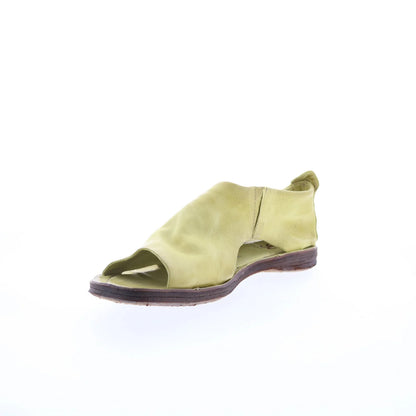 Reiley Womens Green Leather Slip On Mule Flats Shoes